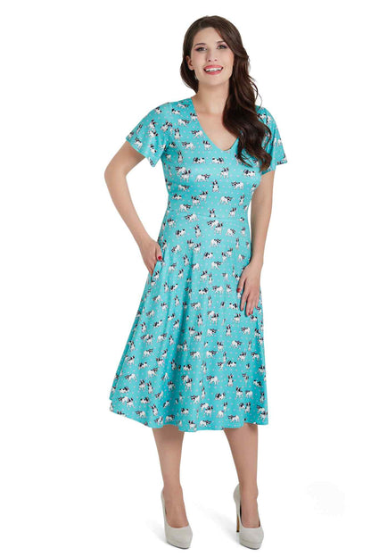 Palma Green Frenchie Short Sleeved Dress