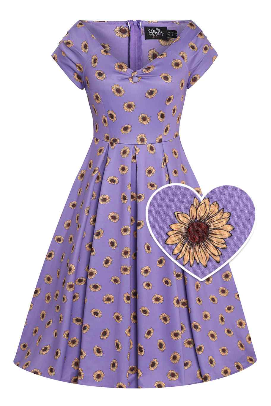 Lily Purple Off Shoulder Dress With Yellow Sunflowers
