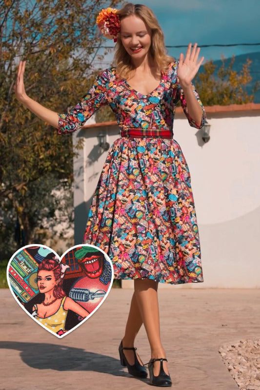 Billie Long Sleeved Pop Art Dress