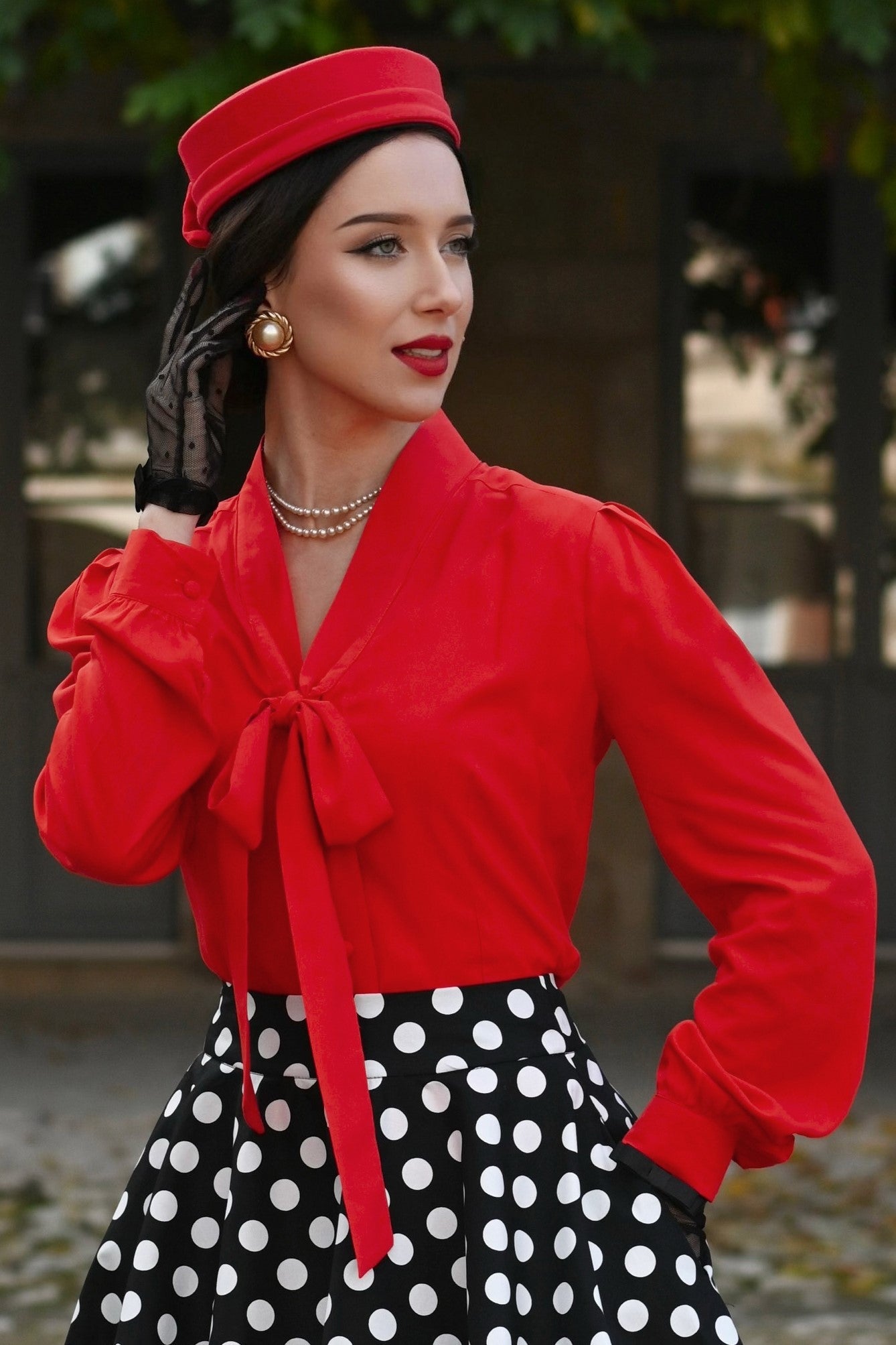 Margaret Long Sleeved Blouse In Red