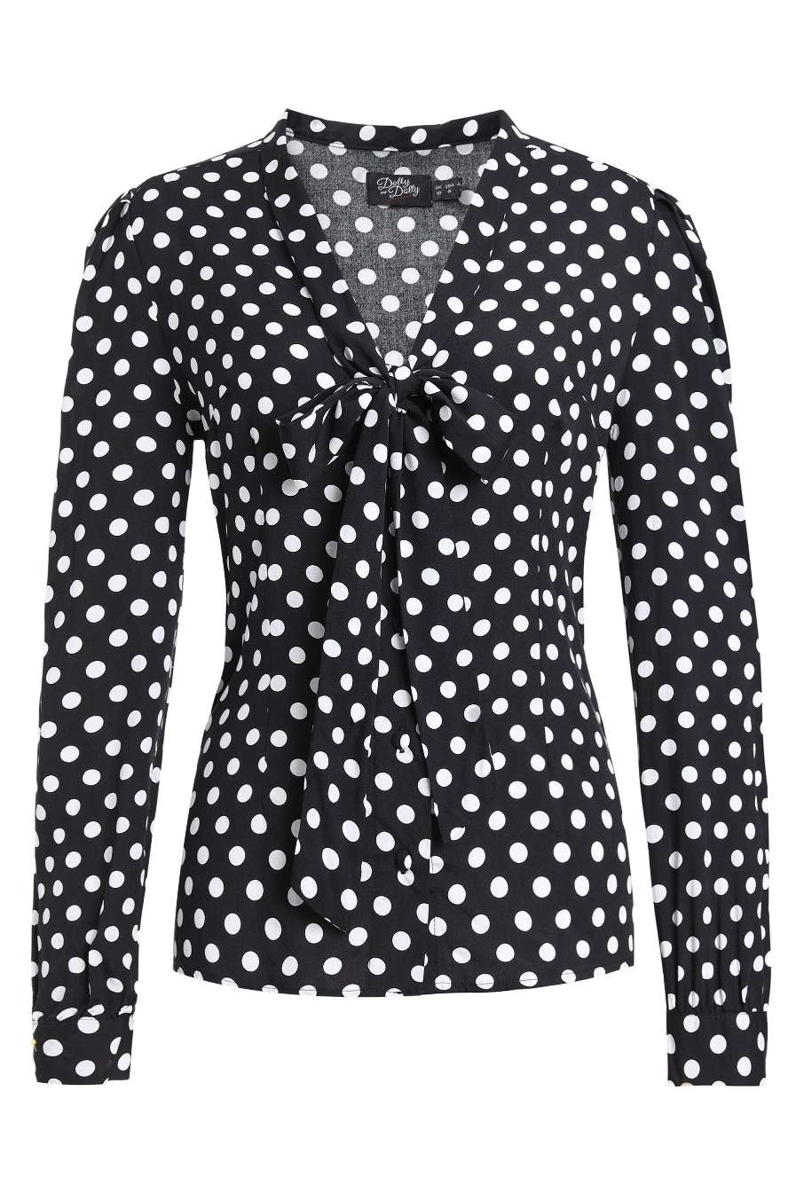 Margaret Polka Dot Long Sleeved Blouse In Black
