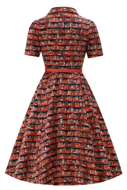 Mabel Midi Shirt Dress In Sleepy Cat Book Print
