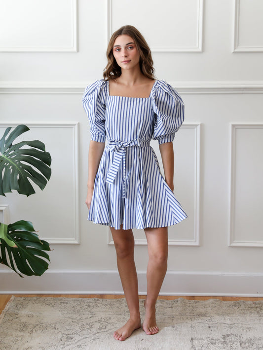 Anais Dress in Blue Stripe