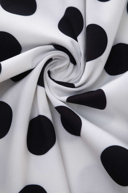 Mollie Monochrome Full Circle Shirt Dress In Polka Dots