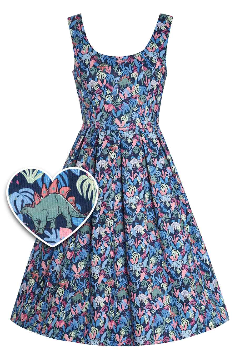 Amanda Multicoloured Dinosaur Flared Dress