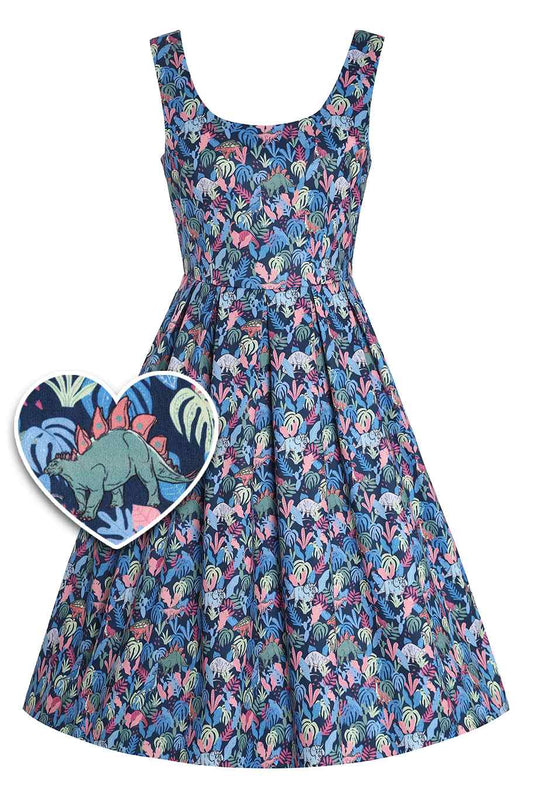 Amanda Multicoloured Dinosaur Flared Dress