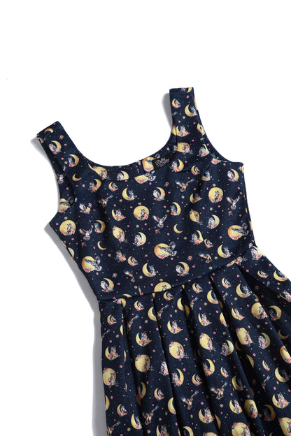 Amanda Navy Blue Night Owl Swing Dress