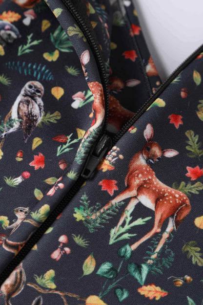 Lily Owl & Deer Off Shoulder Dress In Dark Green