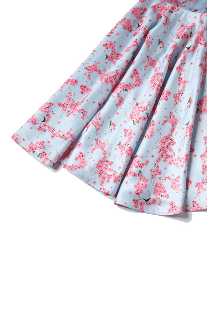 Grace Pastel Cherry Blossom Pleated Bust Dress
