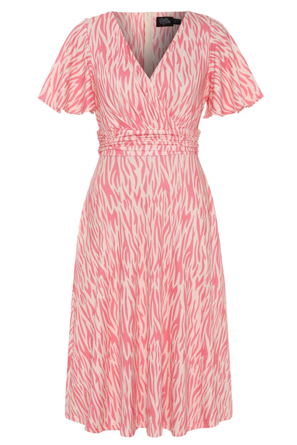 Donna Pink Animal Print Tea Dress