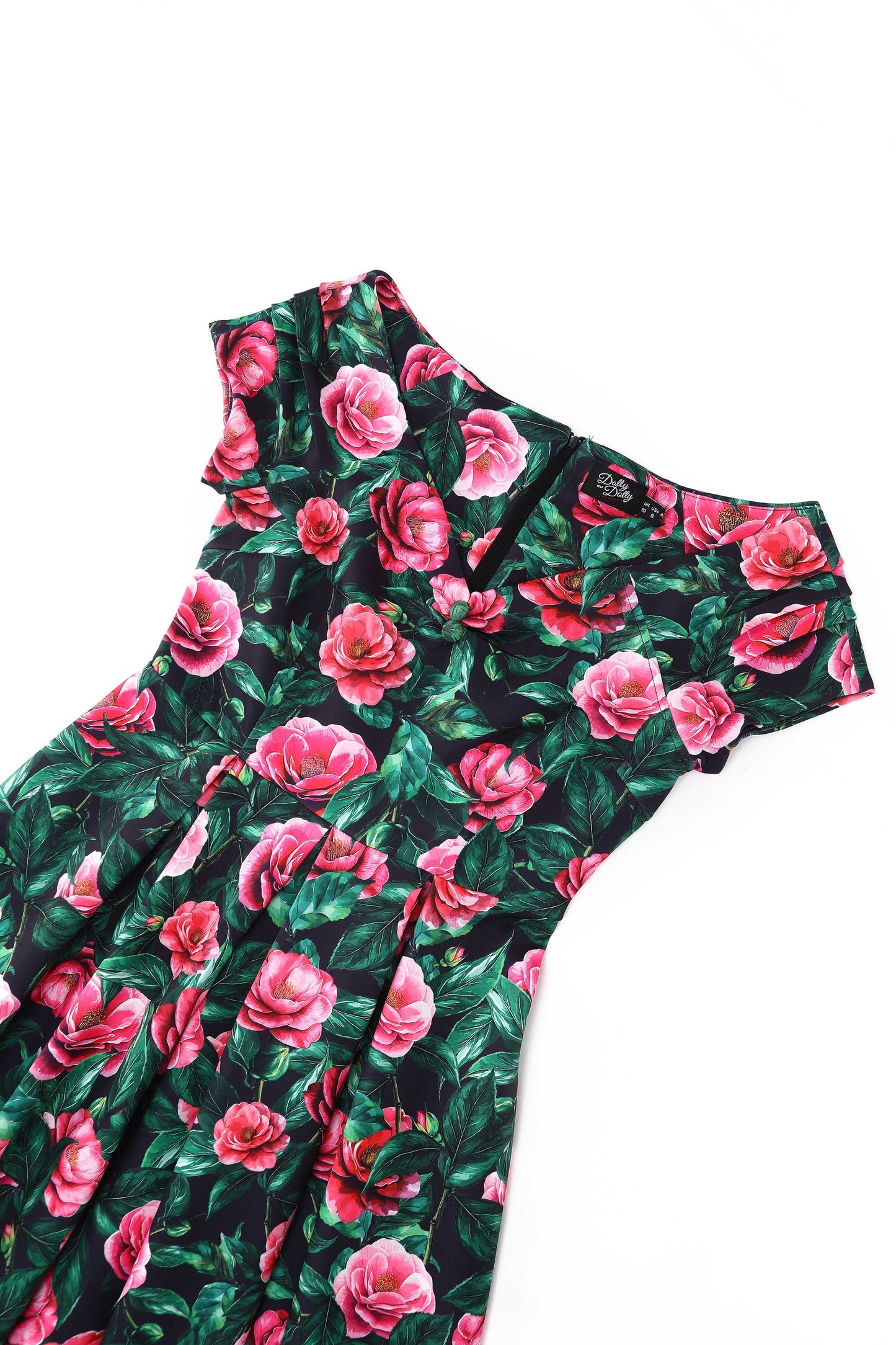 Lily Pink Camellia Off Shoulder Dress In Black