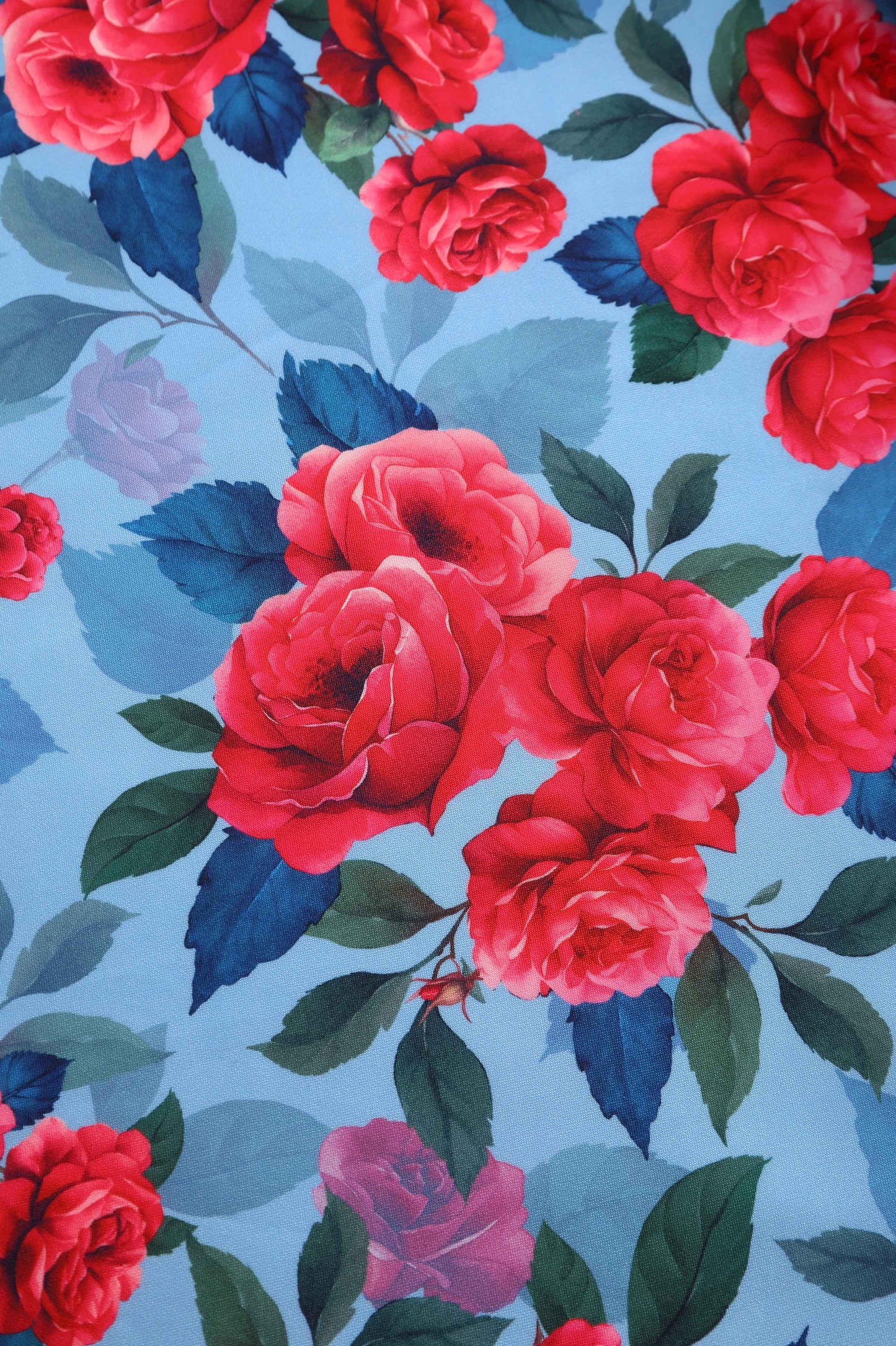Lily Pink Peony Off Shoulder Dress In Blue