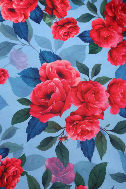 Lily Pink Peony Off Shoulder Dress In Blue