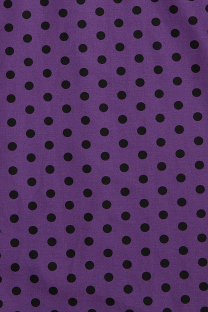 Darlene Retro Polka Dot Swing Dress in Purple