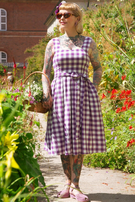 Amanda Purple Gingham Swing Dress