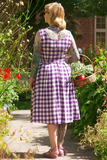 Amanda Purple Gingham Swing Dress