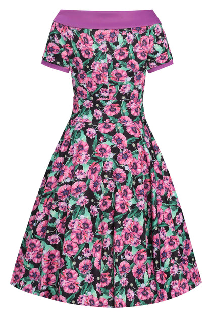 Darlene Purple Poppy Swing Dress