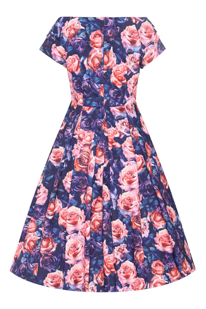 Lily Purple Rose Garden Off Shoulder Dress