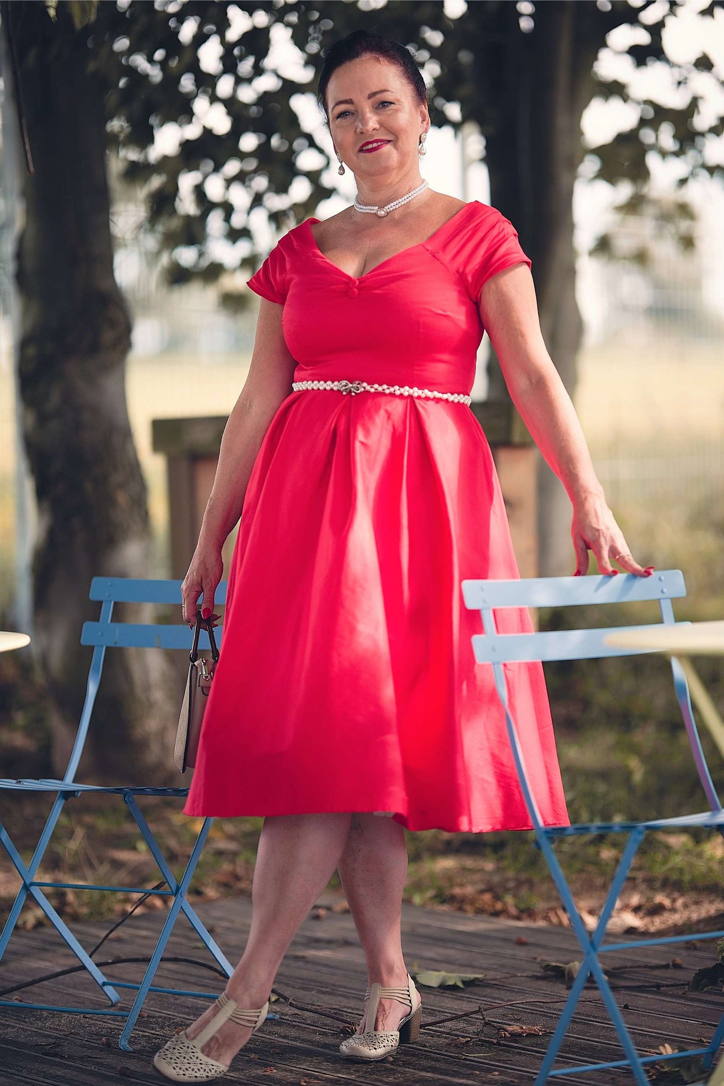 Lily Red Off Shoulder Midi Dress