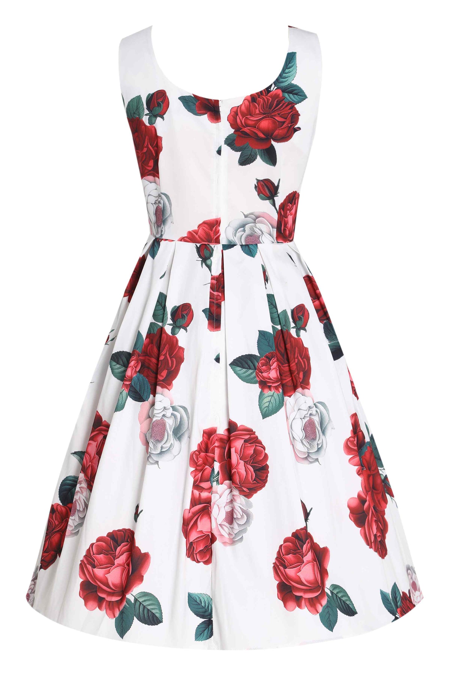 Amanda Red Peony Swing Dress In White