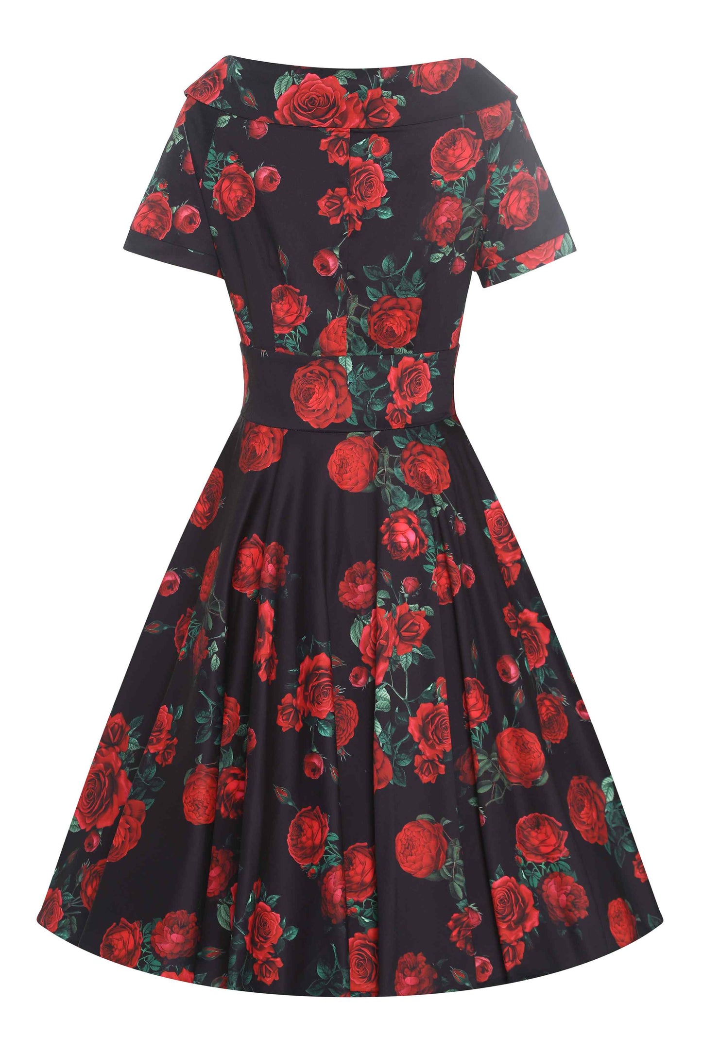 Darlene Red Rose Dress In Black