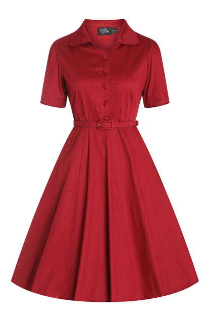 Penelope Retro Red Shirt Dress