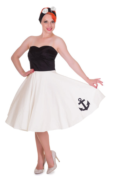 Melissa Retro Rockabilly Dress in Black-Cream