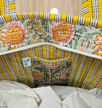 Green Floral Quilted Temple Bag