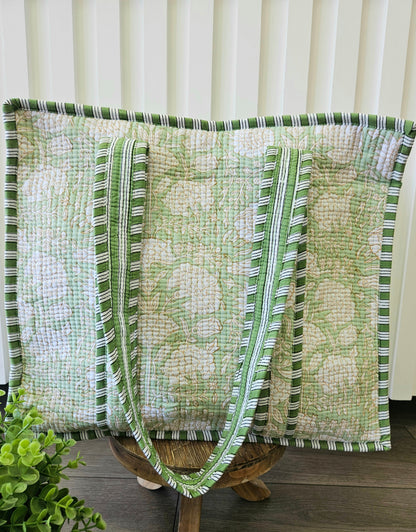 Green Quilted Temple Bag