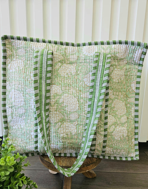 Green Quilted Temple Bag