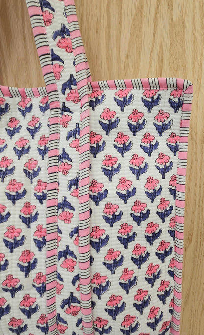 Pink and Blue Quilted Temple Bag