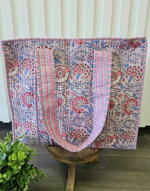 Pink and Purple Floral Quilted Temple Bag