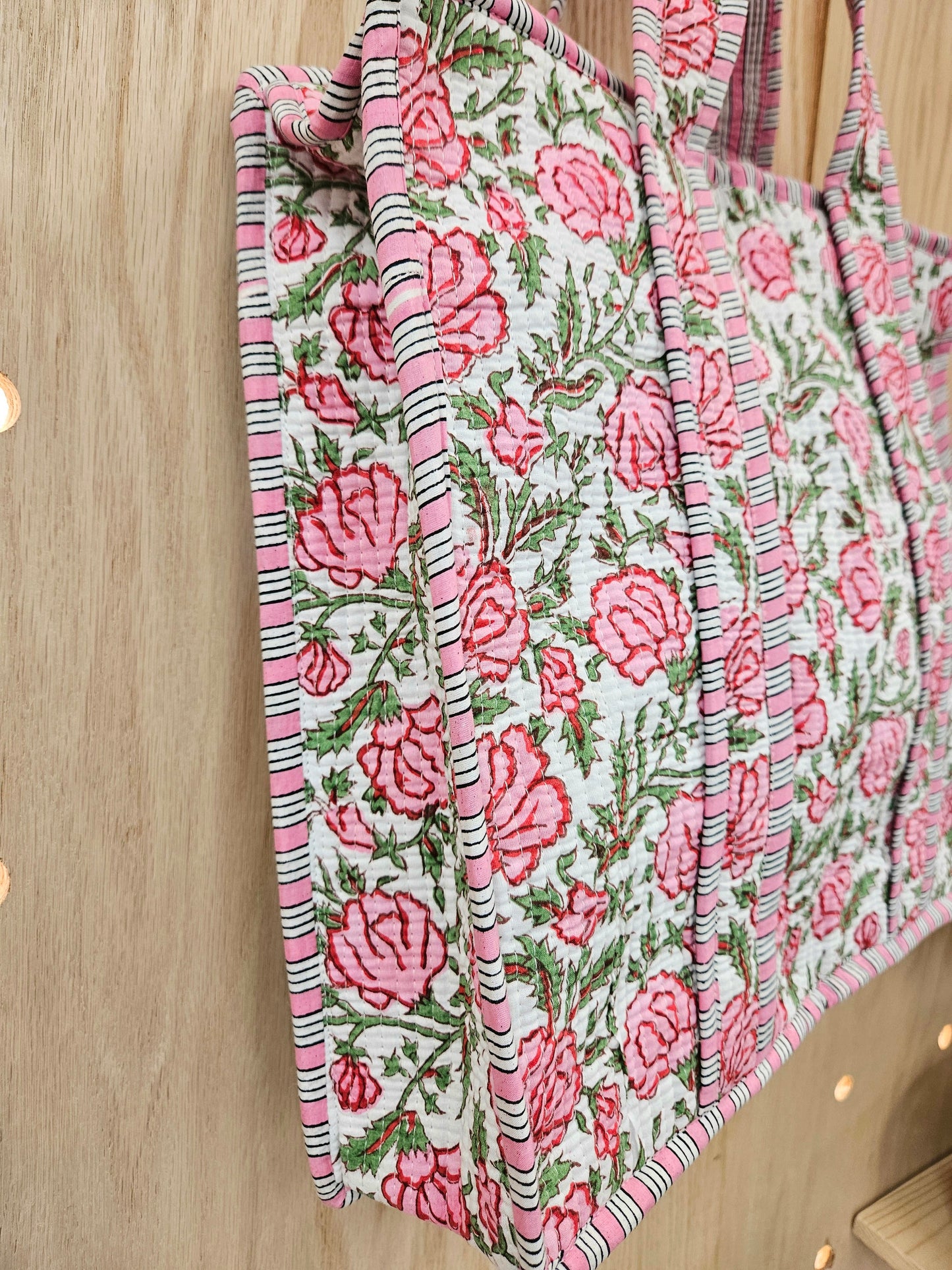 Pink and Green Floral Quilted Temple Bag