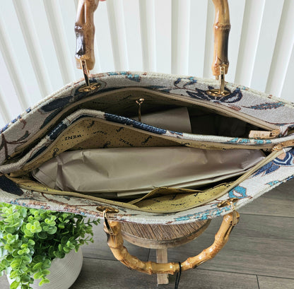 Multi Print Bag with Wood Handles