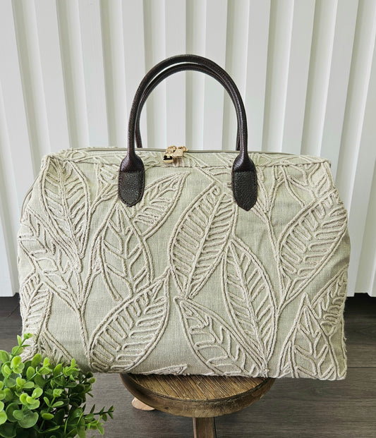 Beige Textured Temple Bag