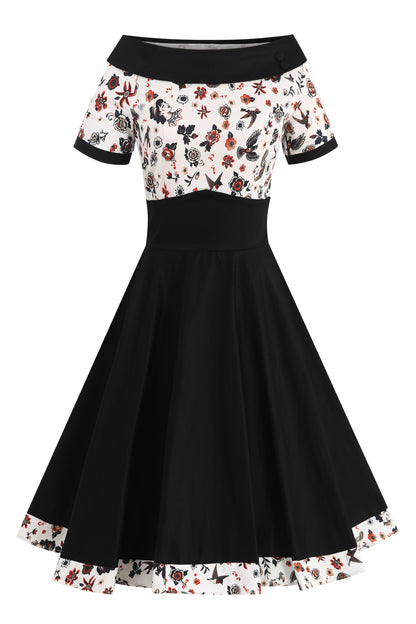 Darlene Rockabilly Old School Tattoo Roll Collar Dress