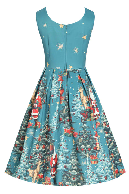 Amanda Santa Is Back In Town Dress In Teal Blue