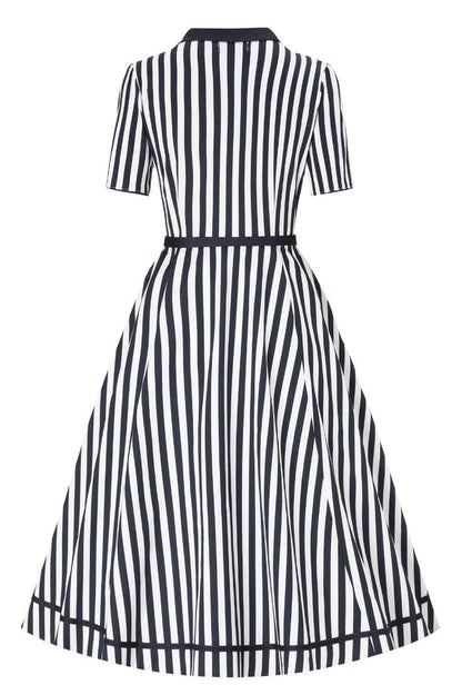Mabel Striped Midi Shirt Dress In Dark Blue