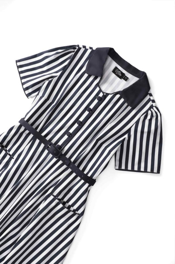 Mabel Striped Midi Shirt Dress In Dark Blue