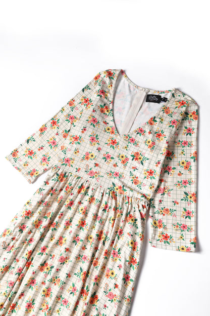 Billie Summer Flower Grid Dress
