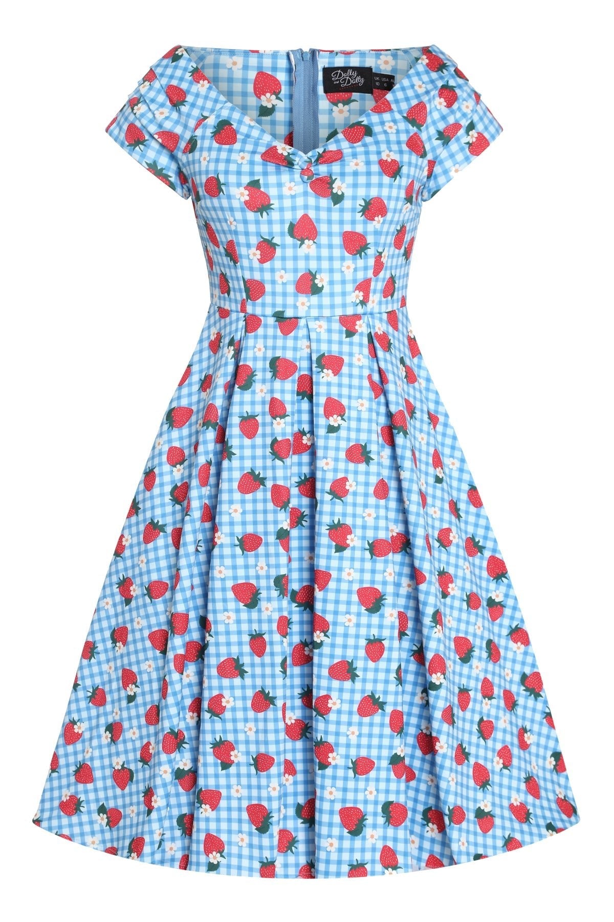 Lily Summer Strawberry Blue Gingham Dress