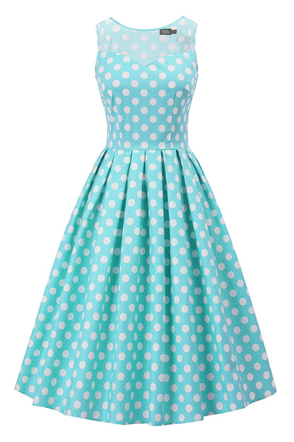 Blair Turquoise Polka Dot Mesh Dress