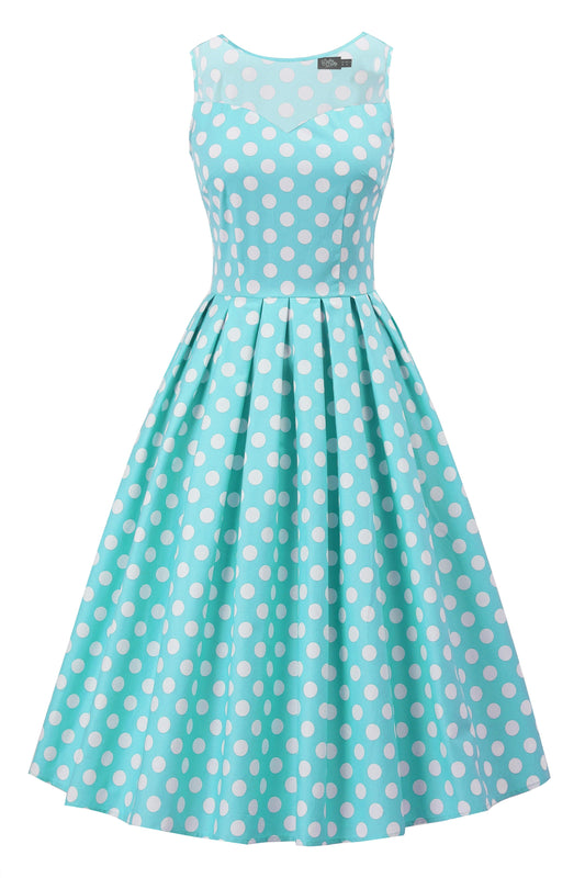 Blair Turquoise Polka Dot Mesh Dress