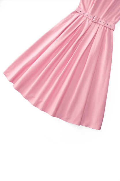 Helen Light Pink Cotton Midi Dress