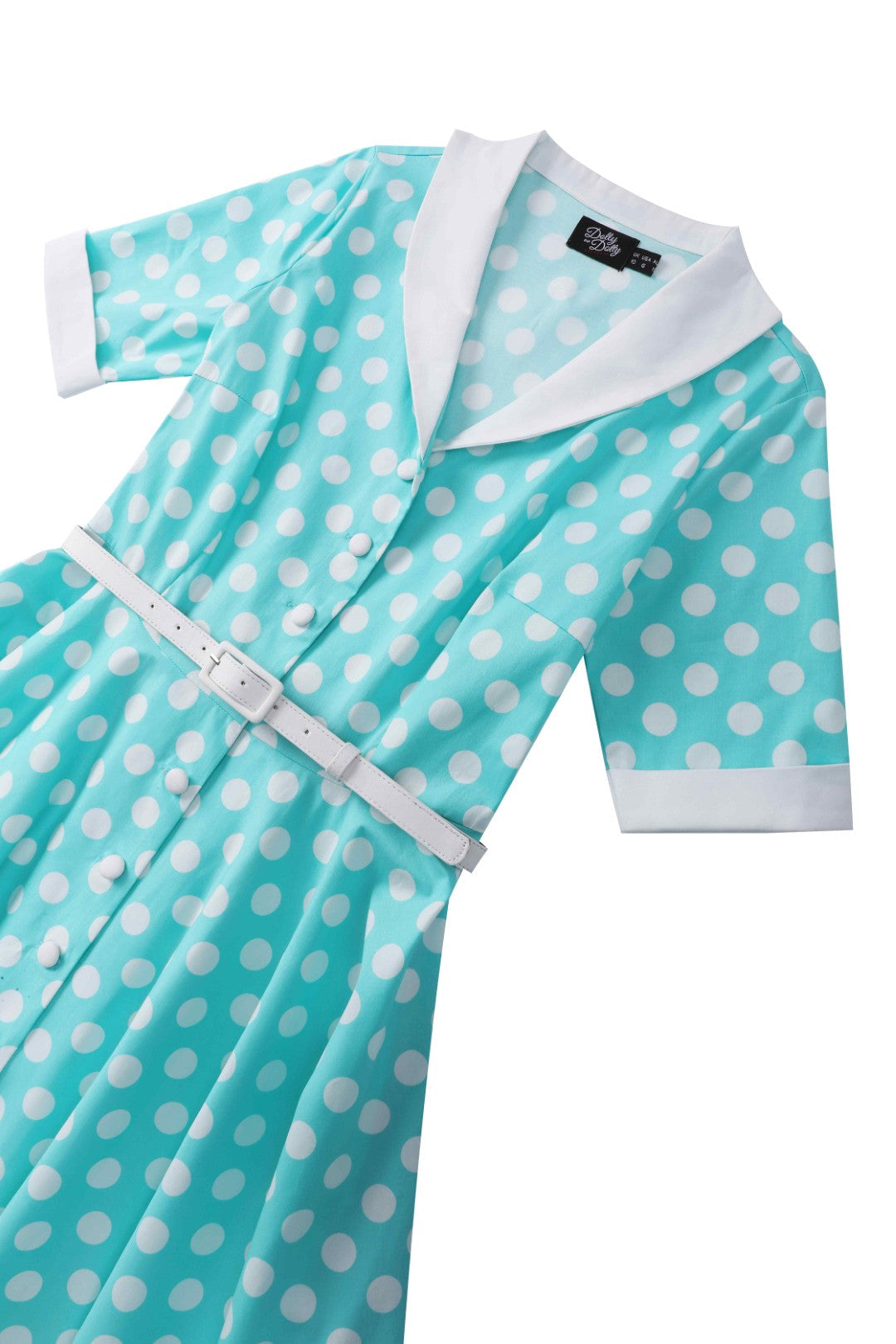 Mollie Turquoise Polka Dot Full Circle Shirt Dress
