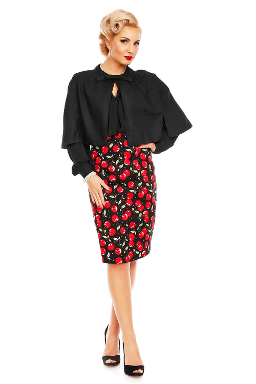 Falda Vintage 50s  Style Pencil Skirt in Black Cherry