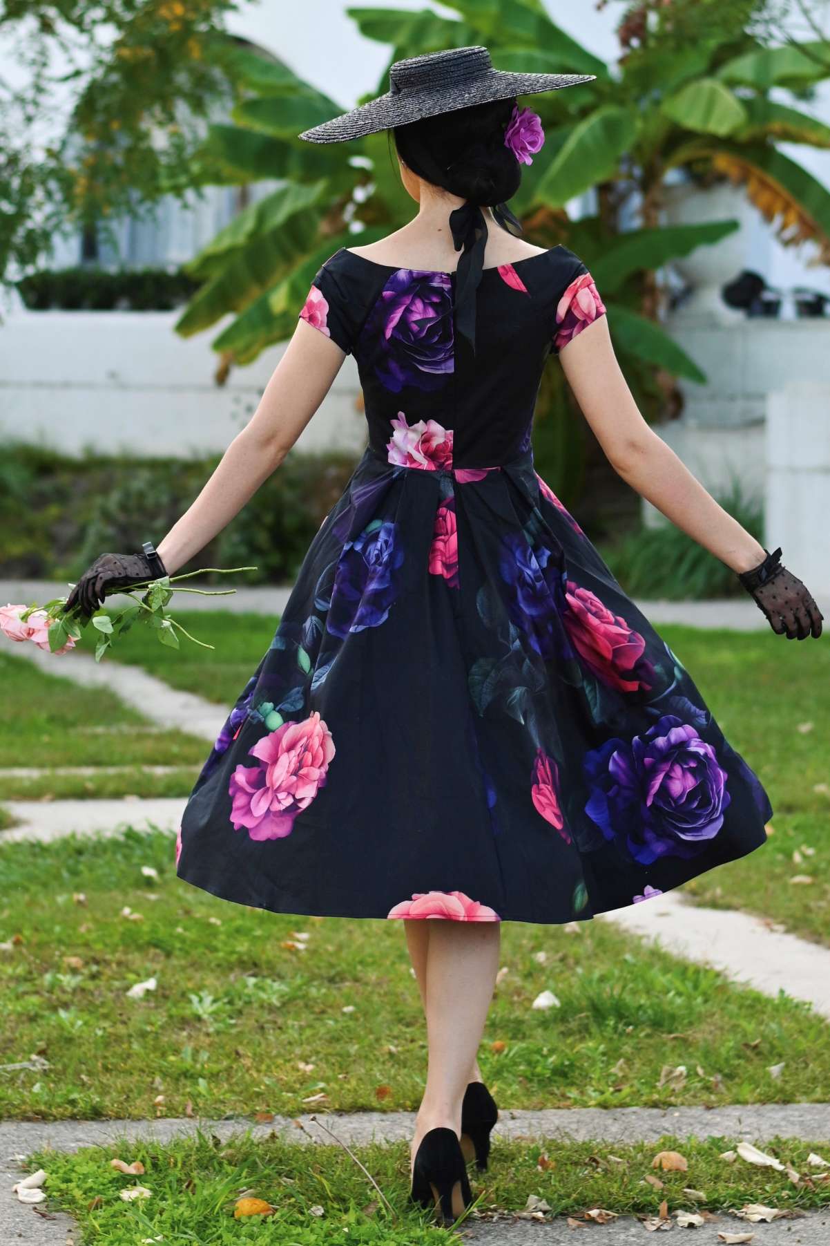 Lily Peony Garden Off Shoulder Dress