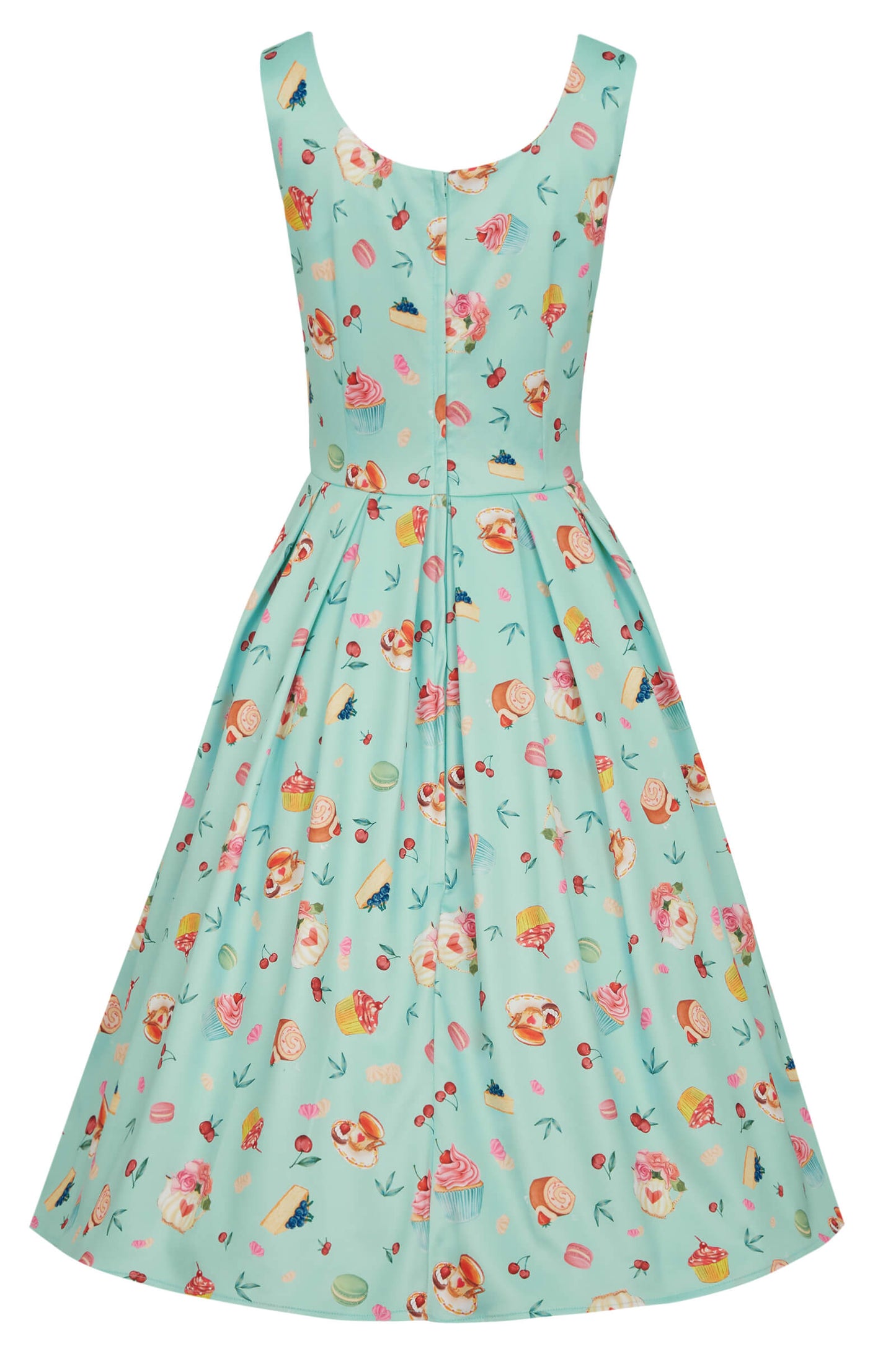 Amanda 50's Afternoon Tea Dress In Blue Cake Print
