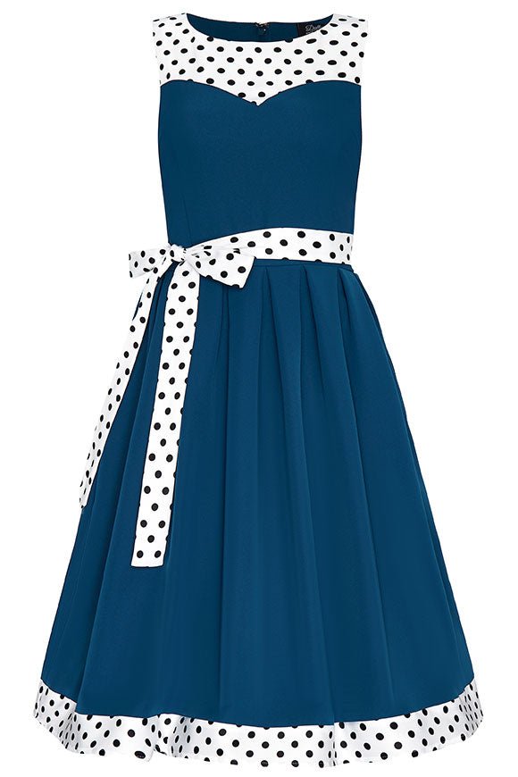 Elizabeth Vintage Style Evening Party Dress in Black-White