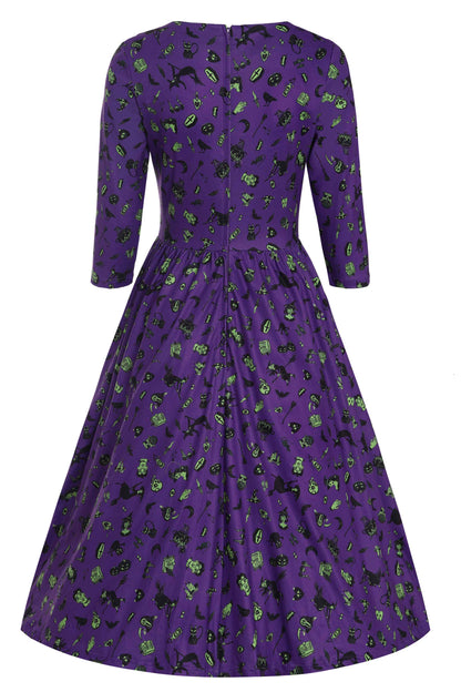 Billie Purple Wizard & Witch Long Sleeved Dress